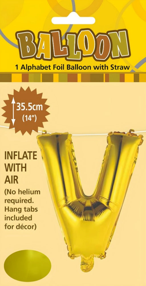 Alphabet Foil Balloon 35cm (14inch) Gold V