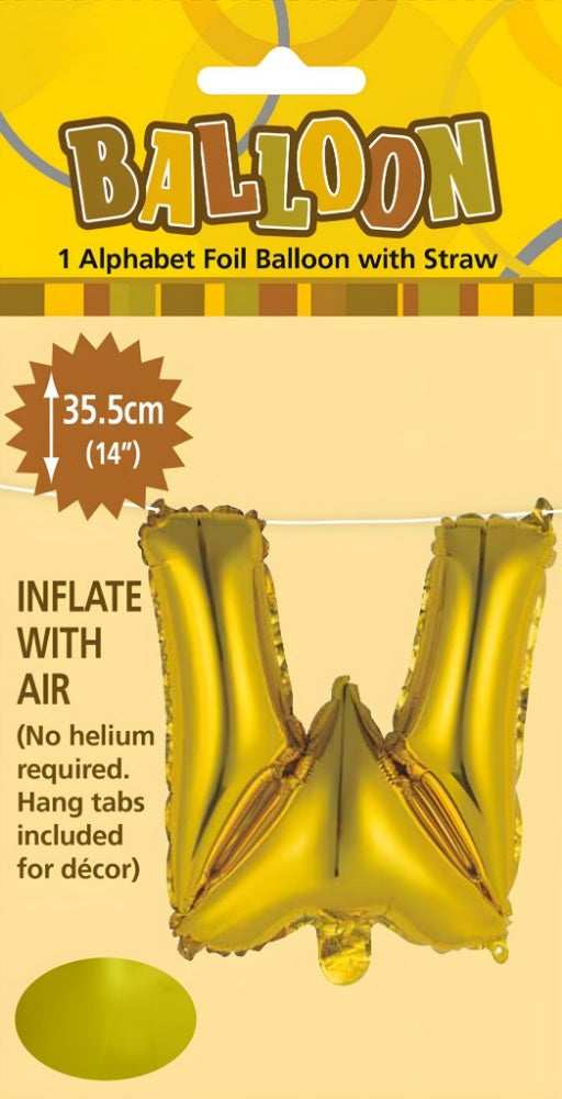 Alphabet Foil Balloon 35cm (14inch) Gold W