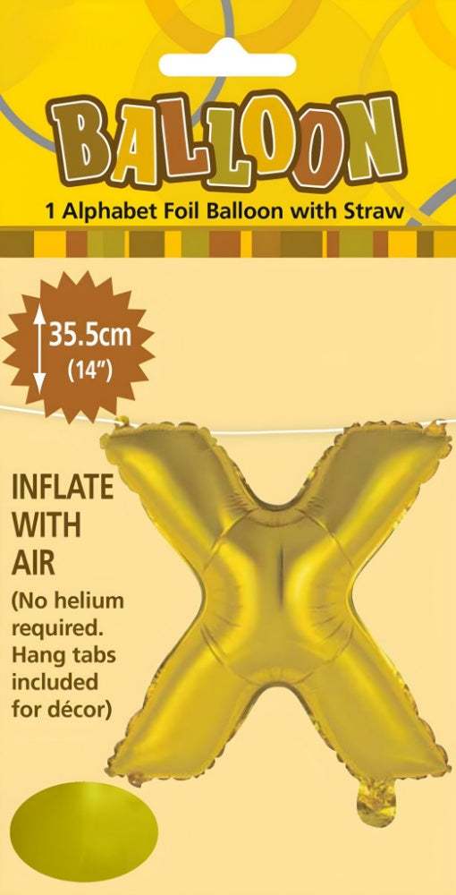 Alphabet Foil Balloon 35cm (14inch) Gold X