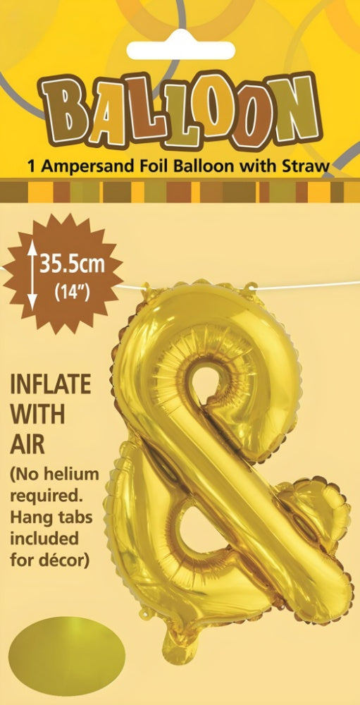 Ampersand Foil Balloon 35cm (14inch) Gold &
