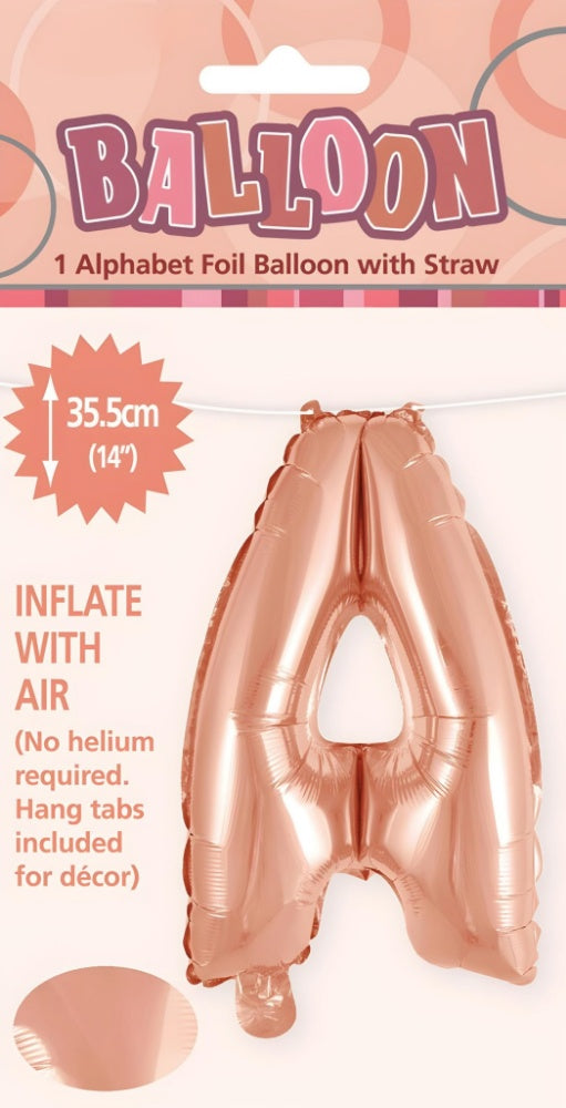 Alphabet Foil Balloon 35cm (14inch) Rose Gold A