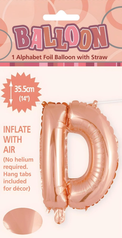 Alphabet Foil Balloon 35cm (14inch) Rose Gold D