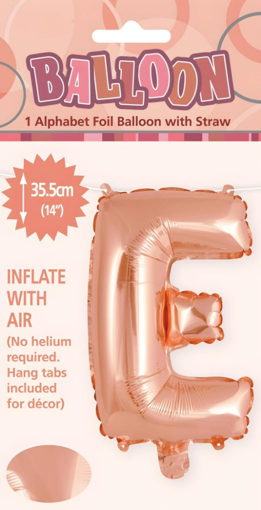 Alphabet Foil Balloon 35cm (14inch) Rose Gold E