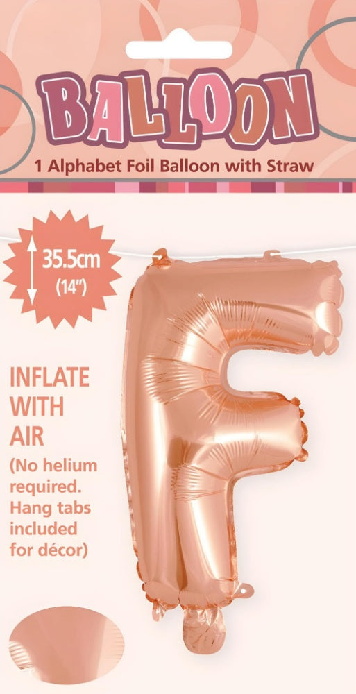 Alphabet Foil Balloon 35cm (14inch) Rose Gold F