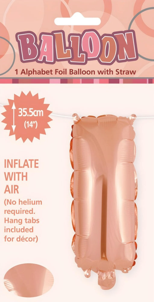 Alphabet Foil Balloon 35cm (14inch) Rose Gold I