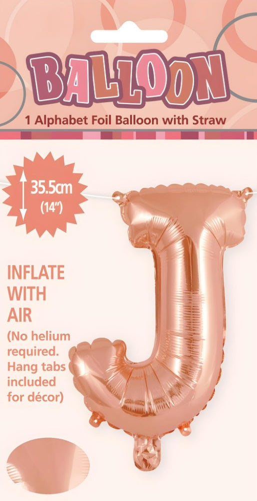 Alphabet Foil Balloon 35cm (14inch) Rose Gold J