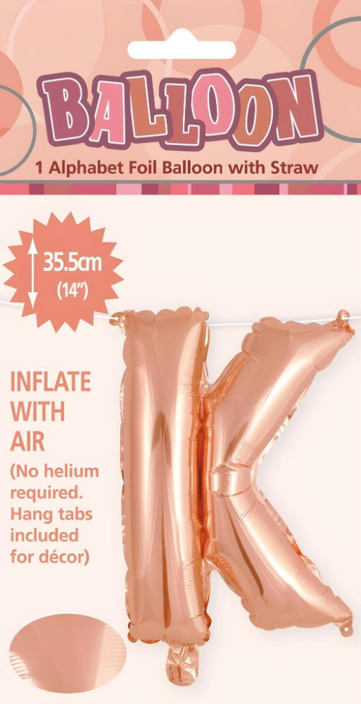 Alphabet Foil Balloon 35cm (14inch) Rose Gold K