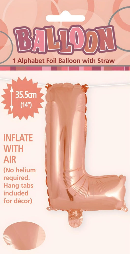 Alphabet Foil Balloon 35cm (14inch) Rose Gold L