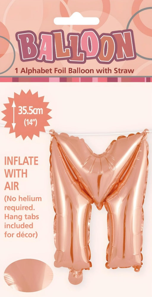 Alphabet Foil Balloon 35cm (14inch) Rose Gold M
