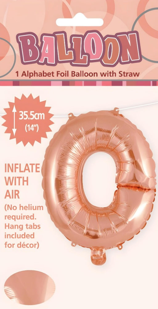 Alphabet Foil Balloon 35cm (14inch) Rose Gold O
