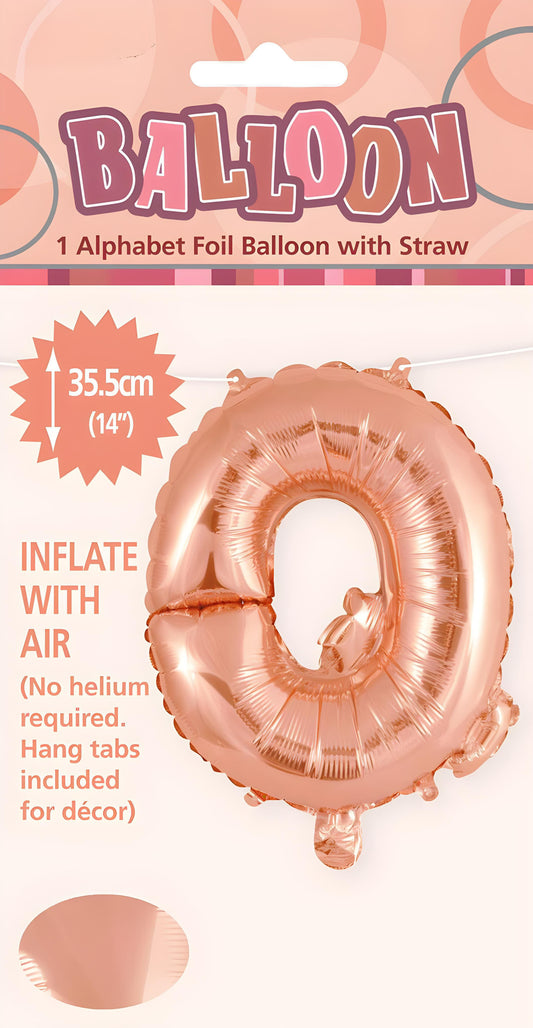 Alphabet Foil Balloon 35cm (14inch) Rose Gold Q