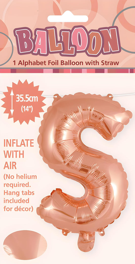 Alphabet Foil Balloon 35cm (14inch) Rose Gold S