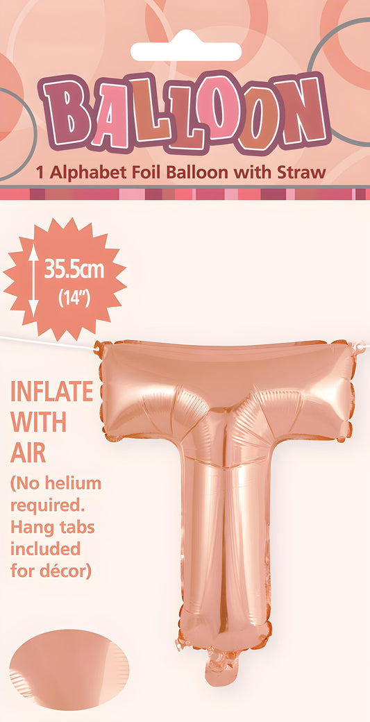 Alphabet Foil Balloon 35cm (14inch) Rose Gold T