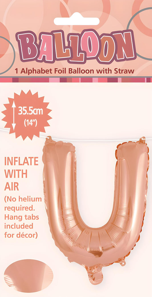 Alphabet Foil Balloon 35cm (14inch) Rose Gold U