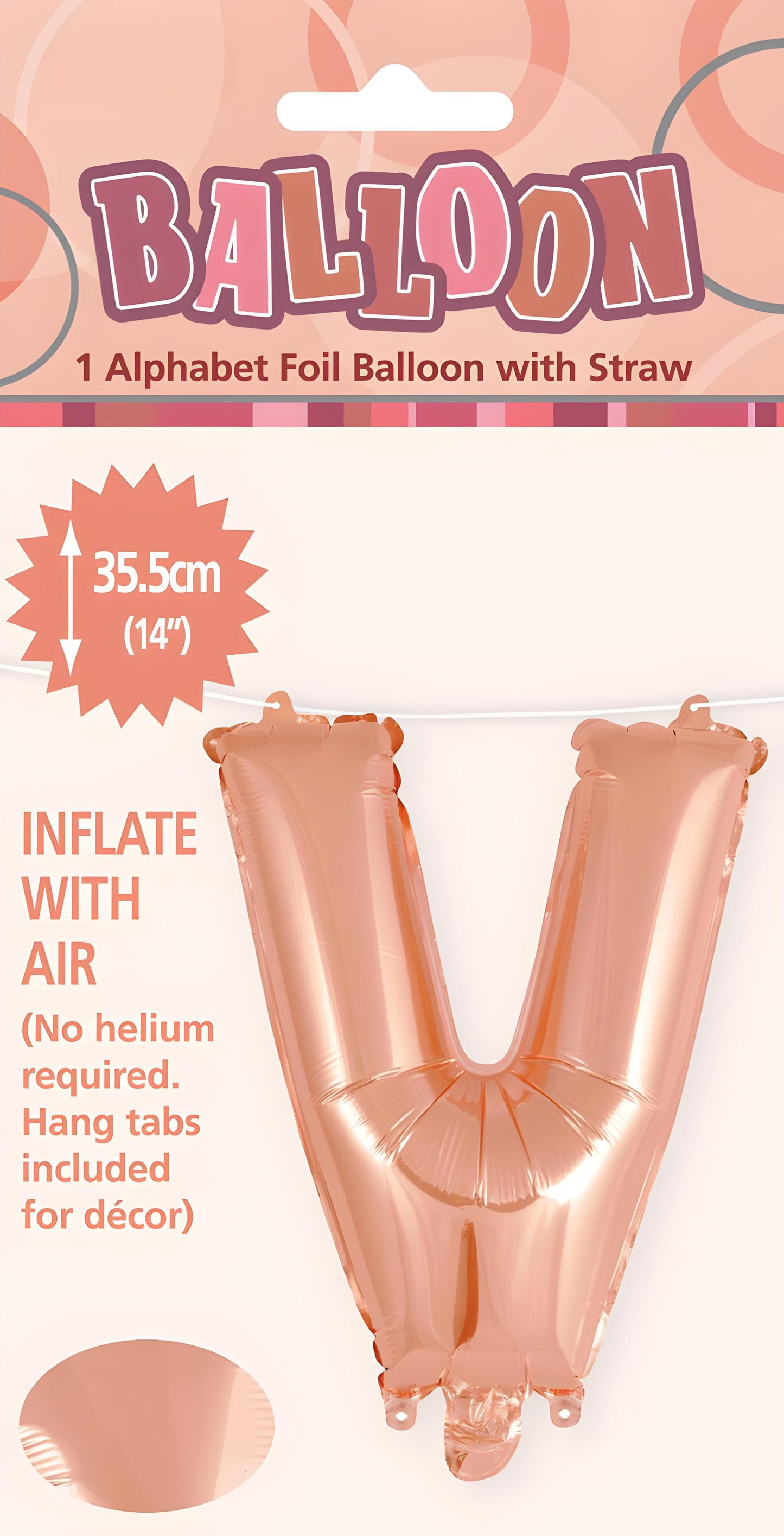 Alphabet Foil Balloon 35cm (14inch) Rose Gold V