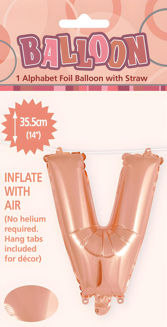 Alphabet Foil Balloon 35cm (14inch) Rose Gold V