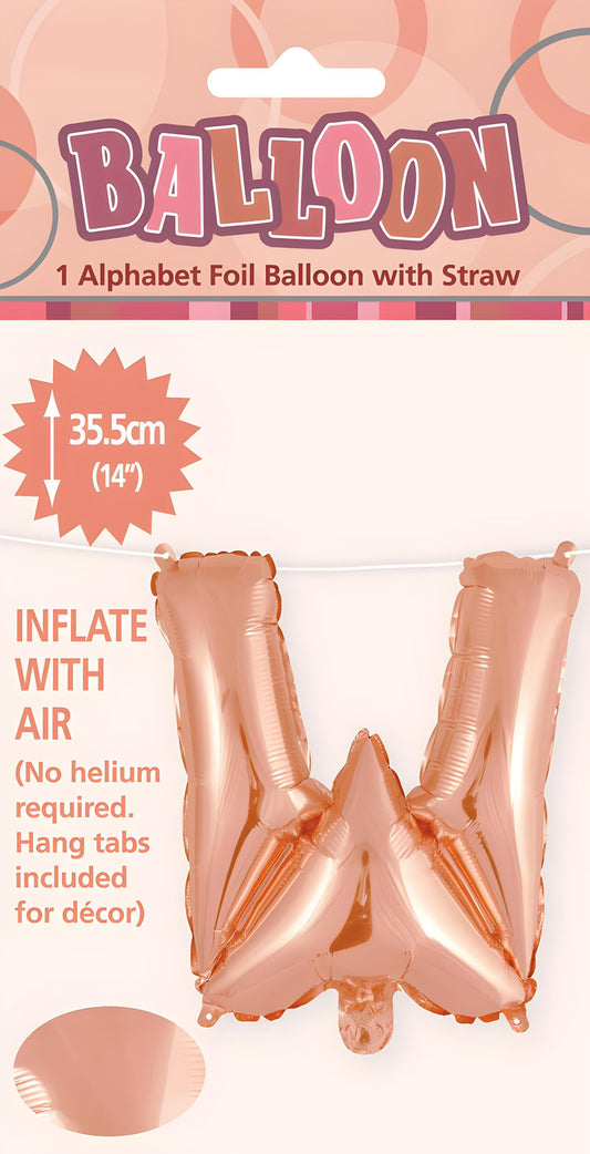 Alphabet Foil Balloon 35cm (14inch) Rose Gold W