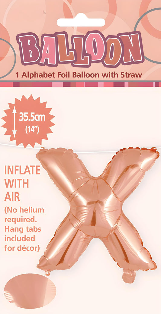 Alphabet Foil Balloon 35cm (14inch) Rose Gold X