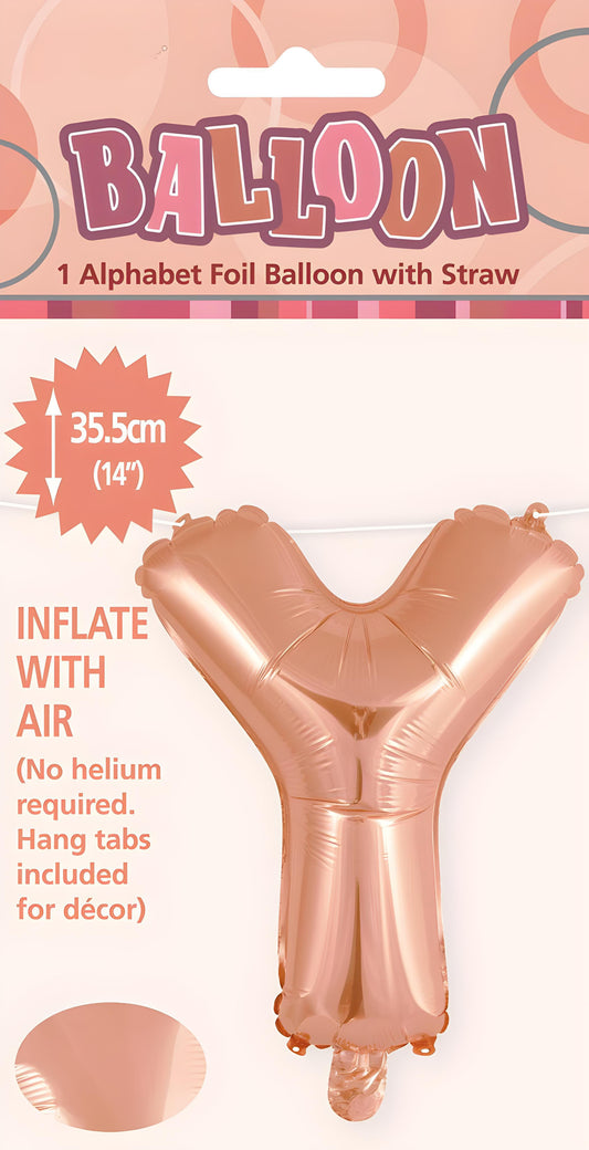 Alphabet Foil Balloon 35cm (14inch) Rose Gold Y
