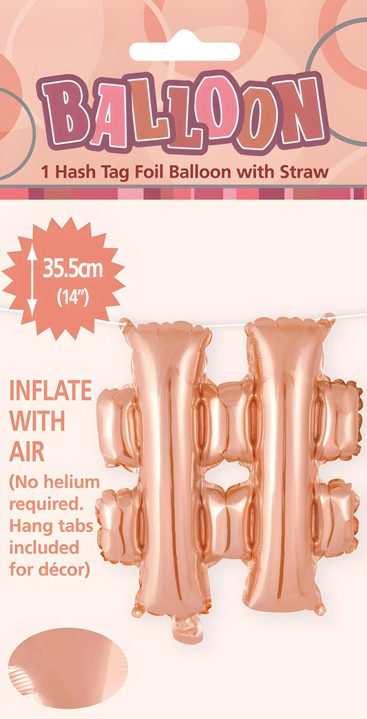 Hash Tag Foil Balloon 35cm (14inch) Rose Gold #