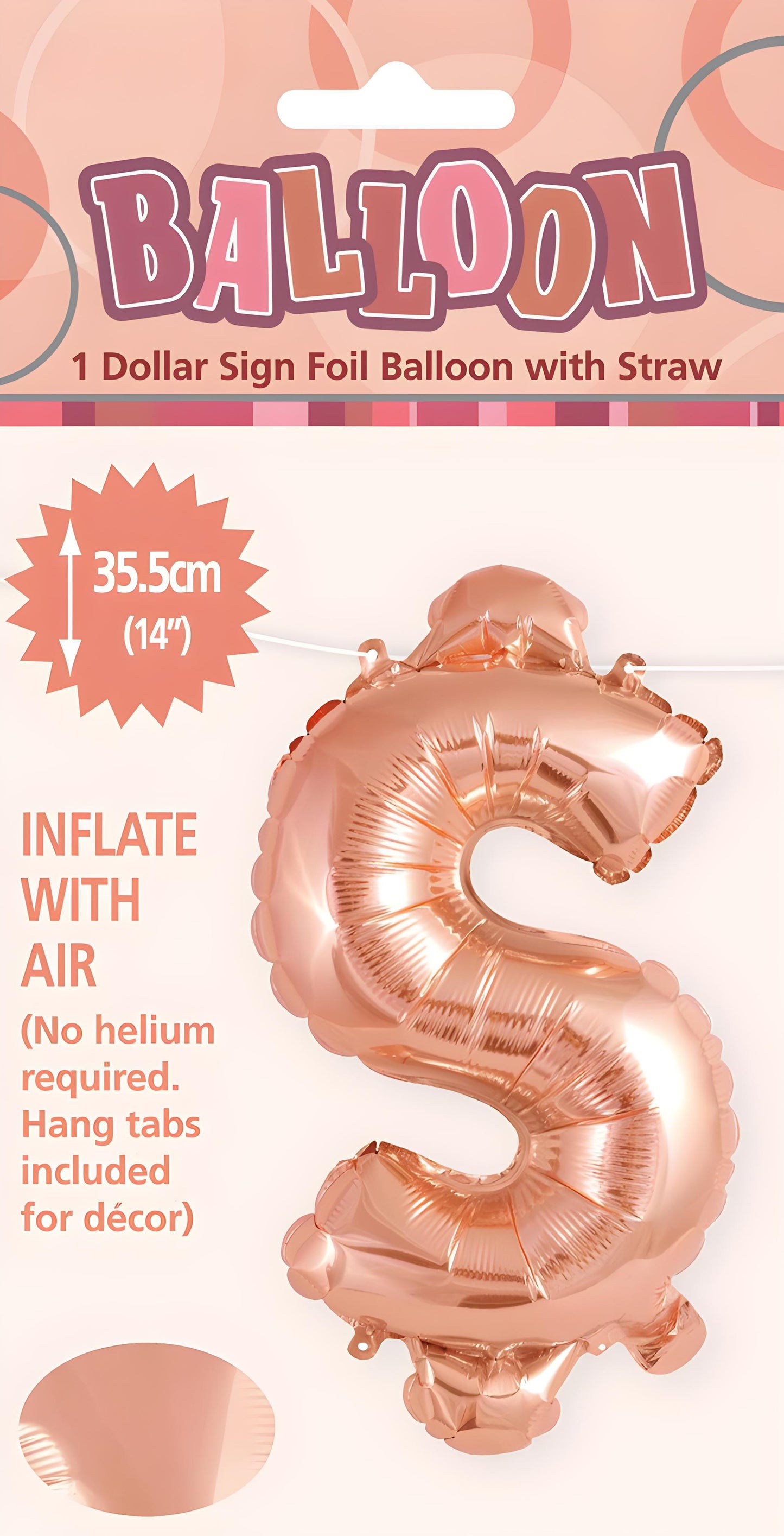 Dollar Sign Foil Balloon 35cm (14inch) Rose Gold$