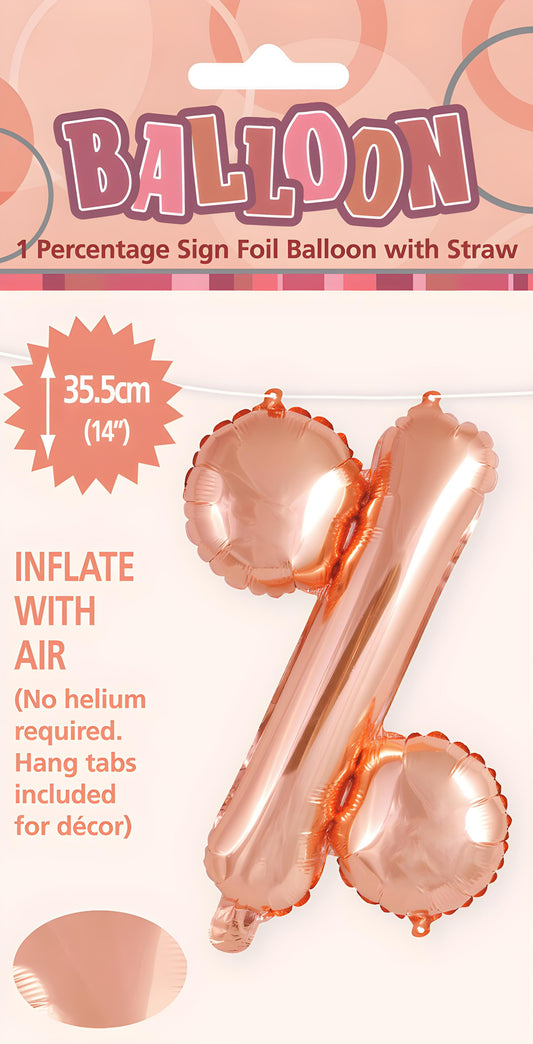 Percentage Foil Balloon 35cm (14inch) Rose Gold %