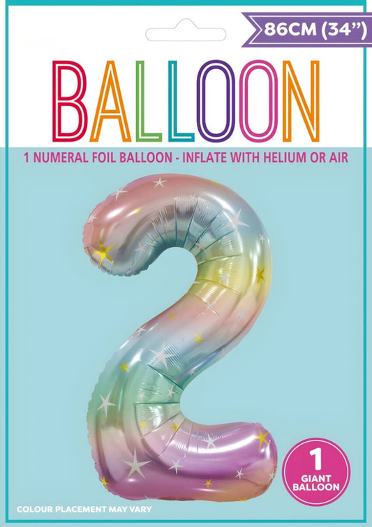 NUMERAL FOIL 34" PKG- PASTEL RAINBOW 2