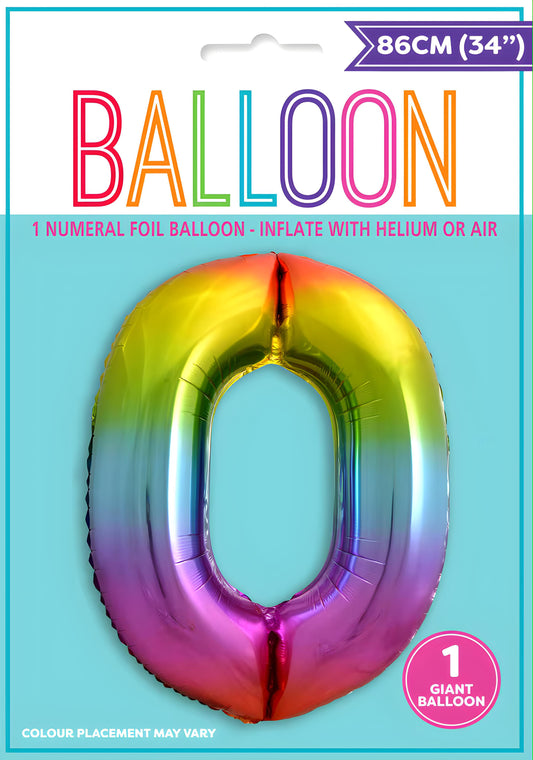 NUMERAL FOIL 34" PKG-RAINBOW 0