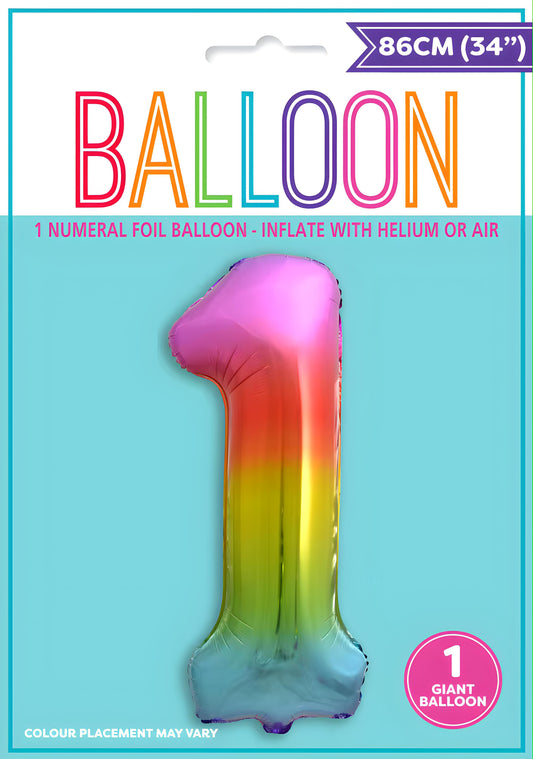 NUMERAL FOIL 34" PKG-RAINBOW 1