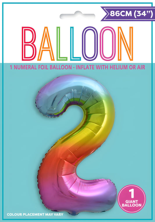 NUMERAL FOIL 34" PKG-RAINBOW 2