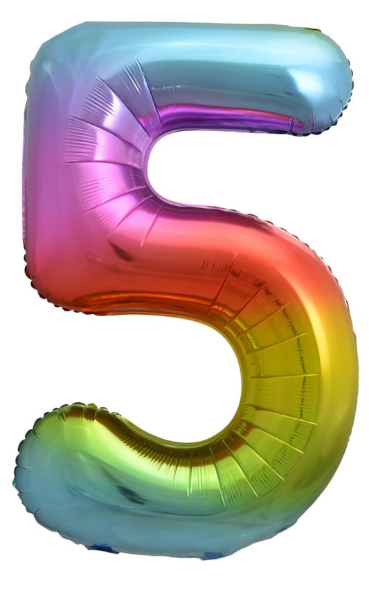 NUMERAL FOIL 34" PKG-RAINBOW 5