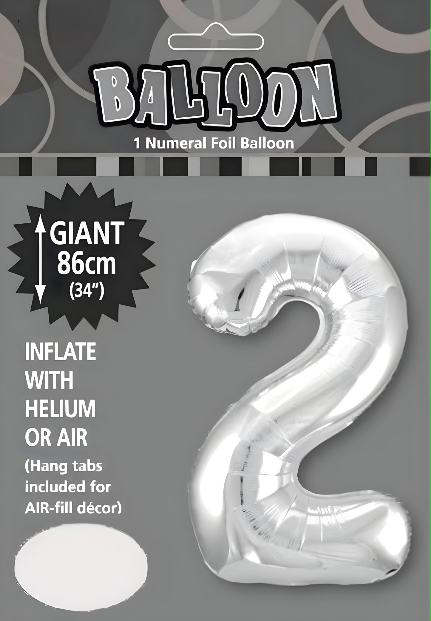 Large Foil Number Balloon 34"(86cm) Silver 2