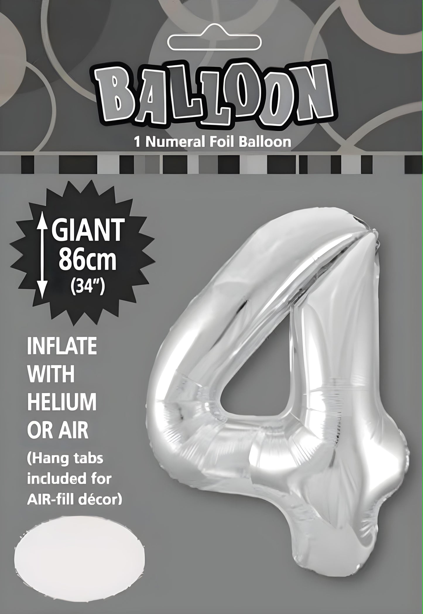 Large Foil Number Balloon 34"(86cm) Silver 4