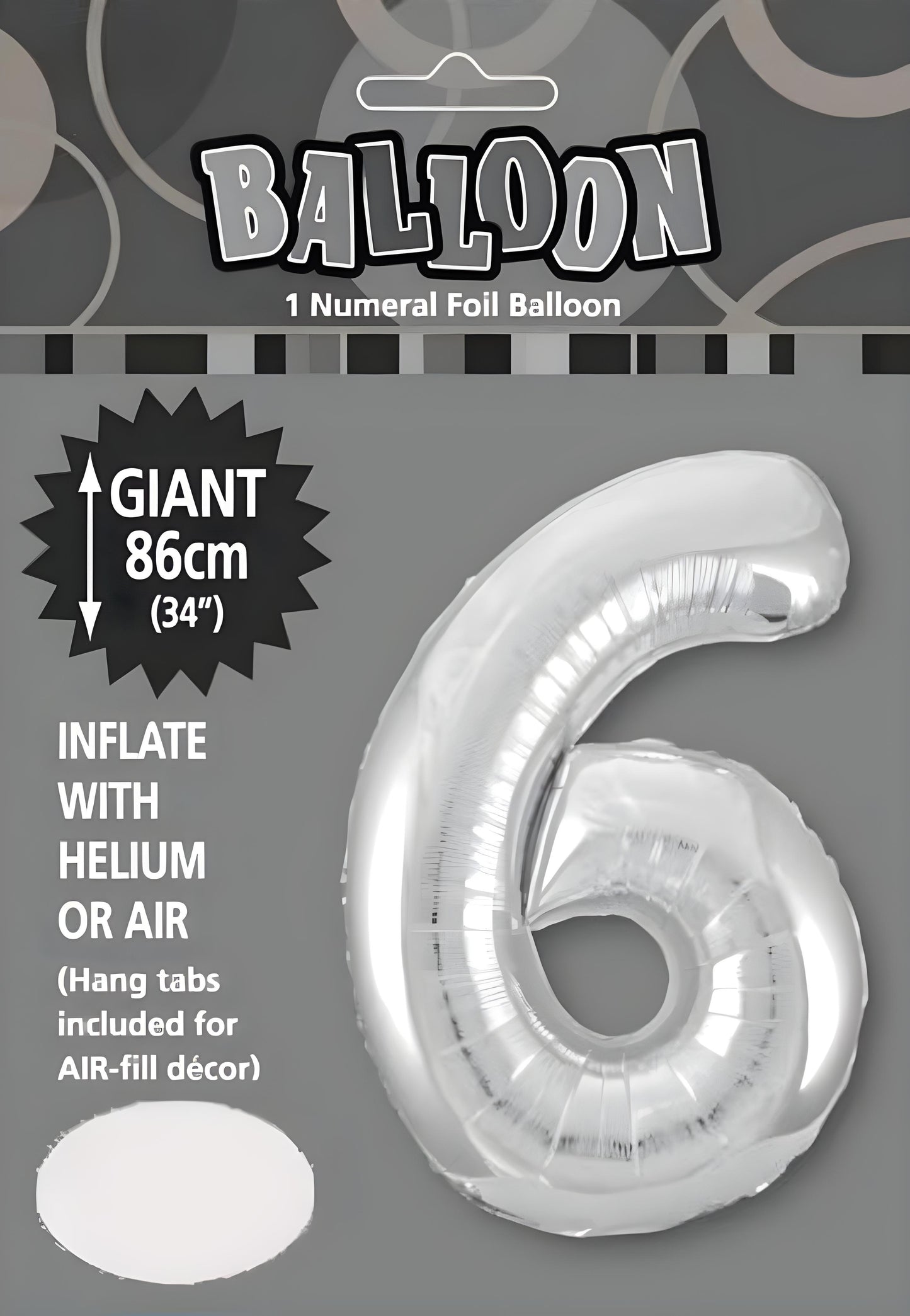 Large Foil Number Balloon 34"(86cm) Silver 6