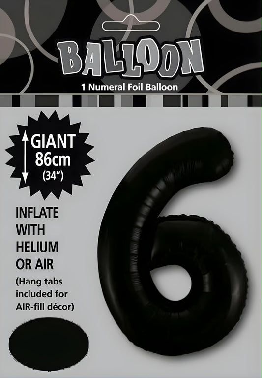Large Foil Number Balloon 34"(86cm) Black 6