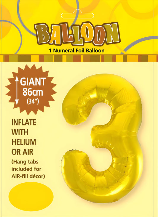 NUMERAL FOIL 34" PKG- GOLD 3