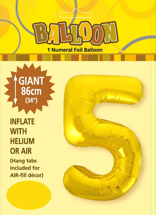 NUMERAL FOIL 34" PKG- GOLD 5