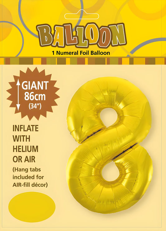 NUMERAL FOIL 34" PKG- GOLD 8
