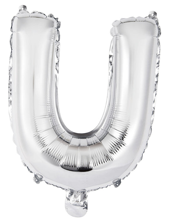Silver Letter U Foil Balloon 35cm
