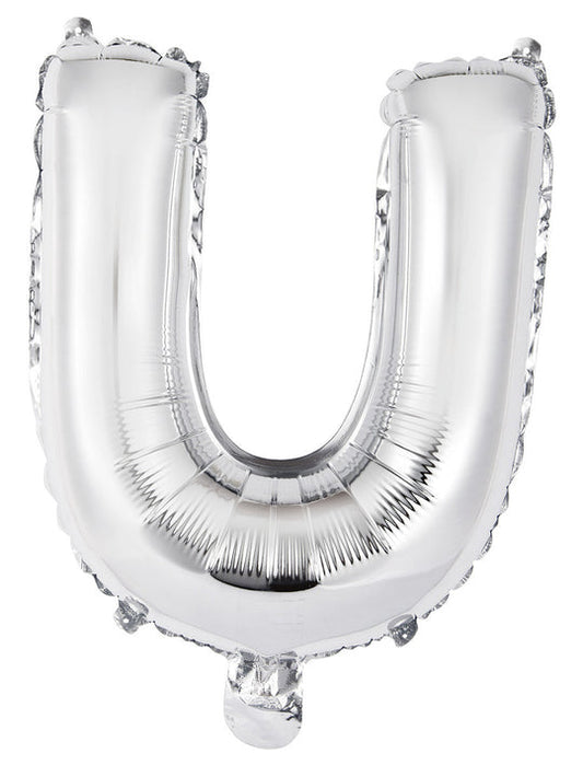 Silver Letter U Foil Balloon 35cm
