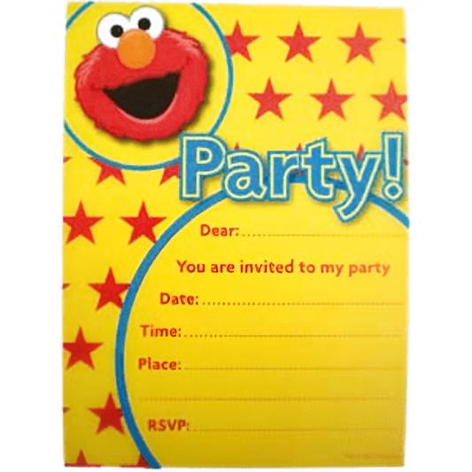 Sesame Street Party Invitations Pack of 6 Kids Birthday Invites