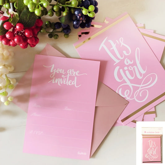 Baby Shower Girl Pink Postcard Invitations Pack of 8 Party Invites