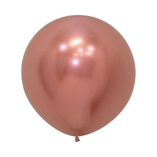 60cm(2ft) Reflex Rose Gold Round Latex Balloon Pack Of 3