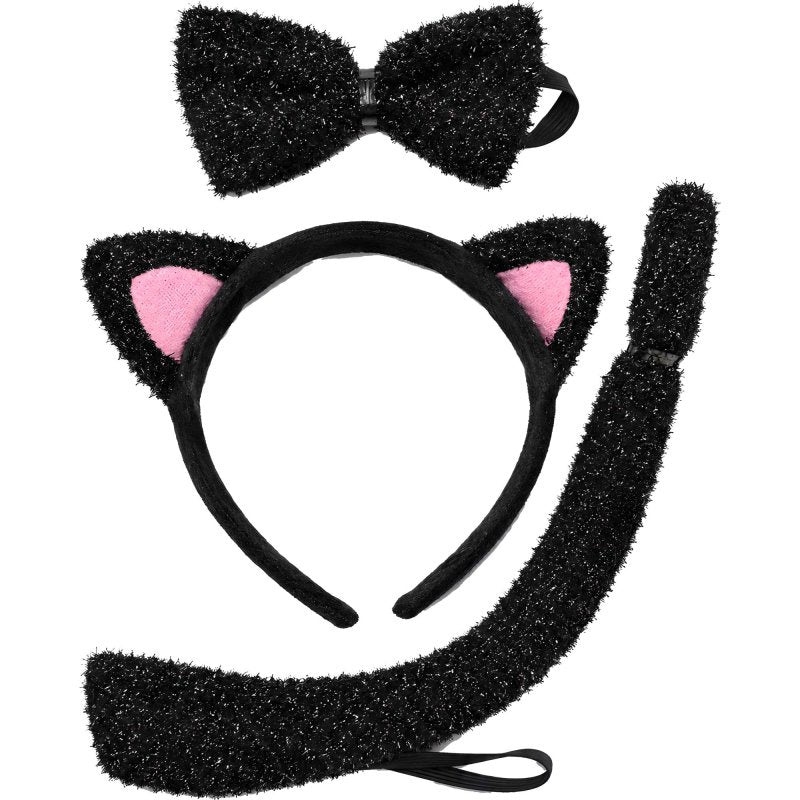 Cat Costume Set for Children 3+ Headband Bow Tie & Tail