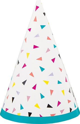 Triangle Rainbow Confetti Mini Party Hats Pack Of 8