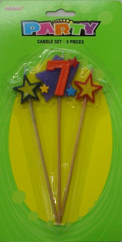3 PIECE NUMBER CANDLE SET '7'