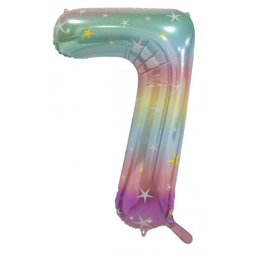 34"(86CM) Decrotex Foil Balloon NUMBER Pastel Rainbow #7