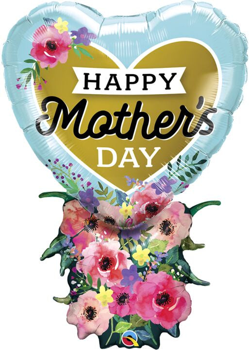 38" SHAPE QX FOIL PRINT 001CT MOTHER'S DAY HEART BOUQUET