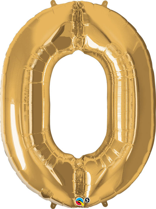 Large Foil Balloon Number Gold 0