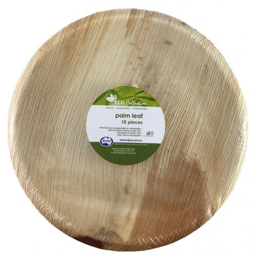PALM LEAF ROUND PLATE 10" PACK OF 10